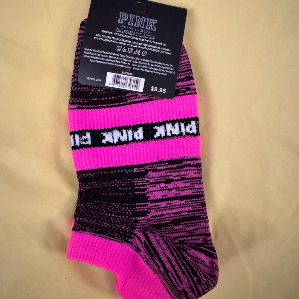 PINK Victoria's Secret Black and Pink Athletic Socks